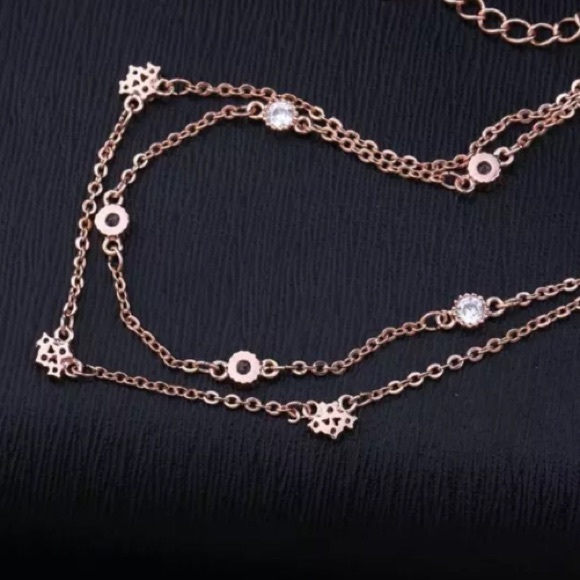 Rose Gold Diamond Double Chain Bracelet - Picture 4 of 5